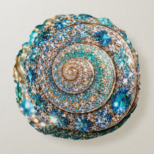Sparkling Jewel Snail  Round Cushion