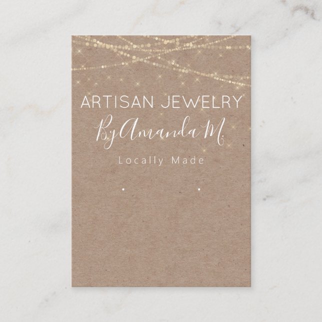 Sparkling Kraft Handmade Jewellery Earring Display Business Card (Front)