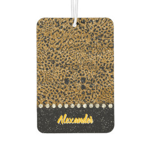 Sparkling leopard print fabric car air freshener