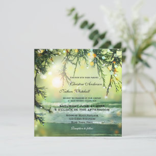 Sparkling Lights Beach Wedding Invitation