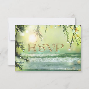 Sparkling Lights Beach Wedding RSVP Card