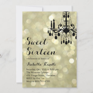 Sparkling Lights Gold Ballroom Sweet 16 Invitation