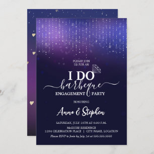 Sparkling Lights I Do BBQ Engagement Party Invitation