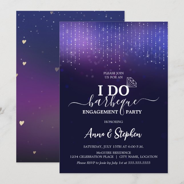 Sparkling Lights I Do BBQ Engagement Party Invitation (Front/Back)
