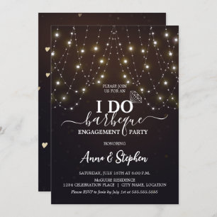 Sparkling Lights I Do BBQ Engagement Party Invitation