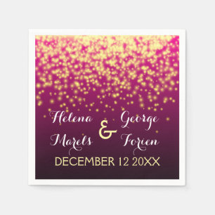 Sparkling lights in the sky burgundy red wedding napkin