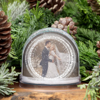 Sparkling Lights Mr & Mrs First Christmas Photo Snowglobe