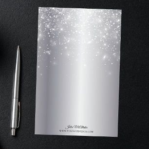Sparkling Lights on Elegant Chic Silver Metallic Stationery