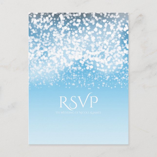 Sparkling Lights Romantic Winter Wonderland RSVP Invitation Postcard (Front)