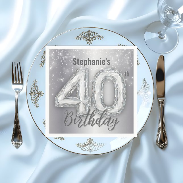 Sparkling Luxurious Gemstone 40th Birthday Napkin (Creator Uploaded)