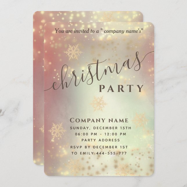 Sparkling  luxury corporate Christmas party Invita Invitation (Front/Back)