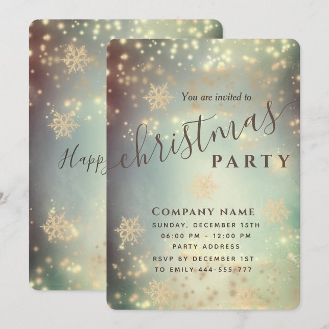 Sparkling  luxury corporate Christmas party  Invitation (Front/Back)