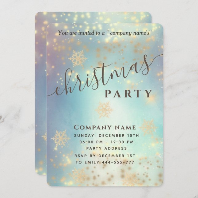 Sparkling  luxury corporate Christmas party  Invitation (Front/Back)