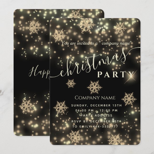 Sparkling  luxury corporate Christmas party Invitation (Front/Back)