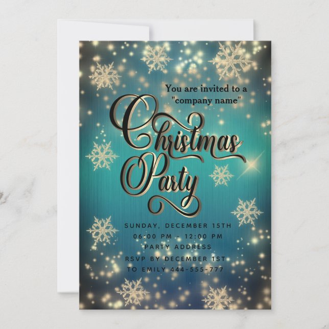 Sparkling  luxury corporate Christmas party  Invitation (Front)
