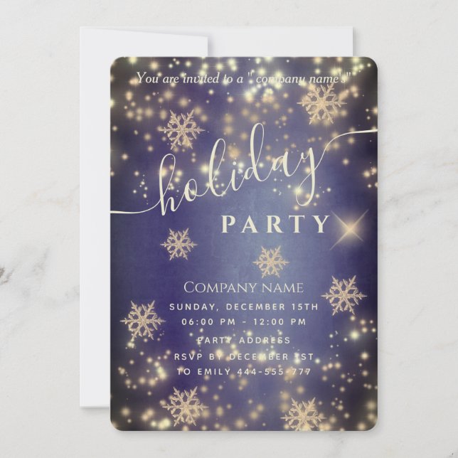 Sparkling  luxury corporate Holiday party violet Invitation (Front)
