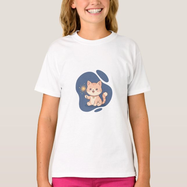 Sparkling Magic Cat Kids T-Shirt (Front)