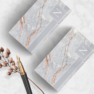 Sparkling Marble Monogram Warm Grey Copper ID672 Business Card