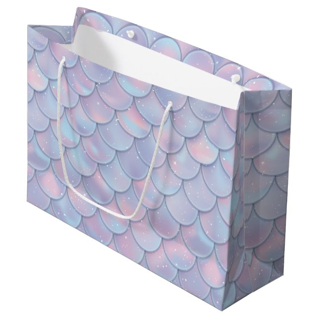Sparkling Mermaid Scales Large Gift Bag (Front Angled)