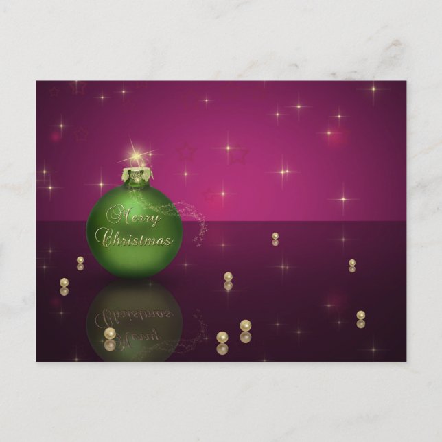Sparkling Merry Christmas Ball Holiday Postcard (Front)