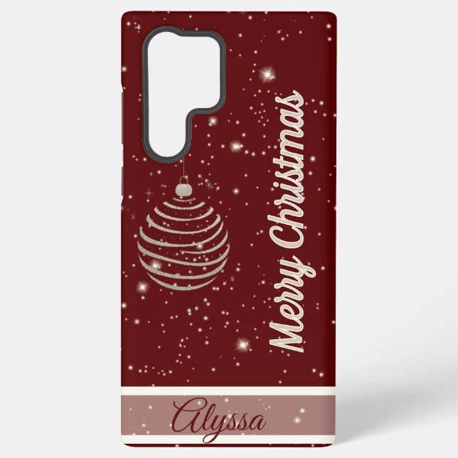 Sparkling Merry Christmas Ornament Samsung Galaxy S22 Ultra Case (Back)