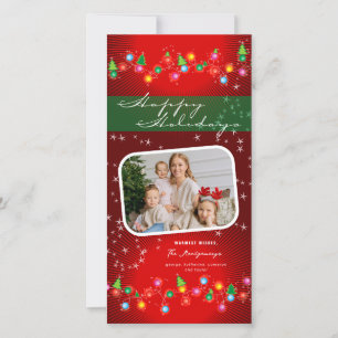 Sparkling Mini Christmas Ornaments Whimsical Photo Holiday Card
