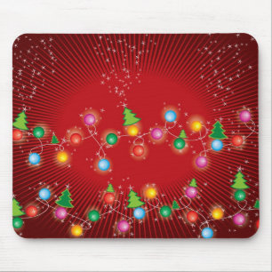 Sparkling Mini Colourful Fun Christmas Tree Lights Mouse Mat