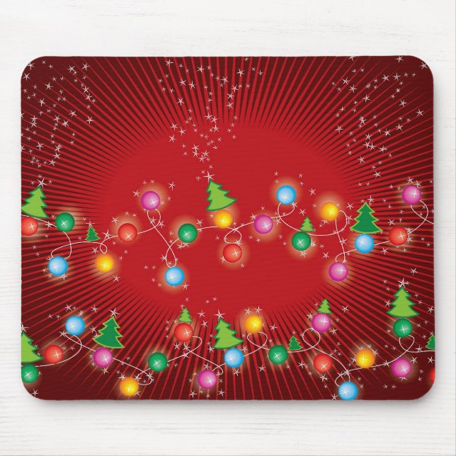 Sparkling Mini Colourful Fun Christmas Tree Lights Mouse Mat (Front)
