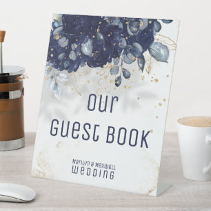 Sparkling Navy Blue Wedding Sign