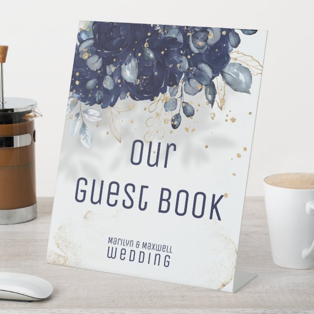 Sparkling Navy Blue Wedding Sign (In SItu)