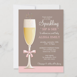 Sparkling New Baby Girl Sip and See Invitation