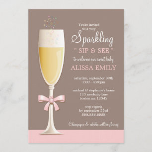Sparkling New Baby Girl Sip and See Invitation
