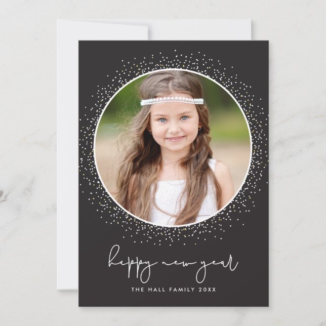 Sparkling New Year Holiday Photo Card (Front)