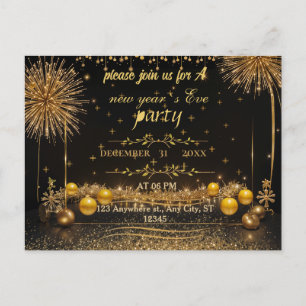 Sparkling New Year’s Eve Celebration  Invitation Postcard