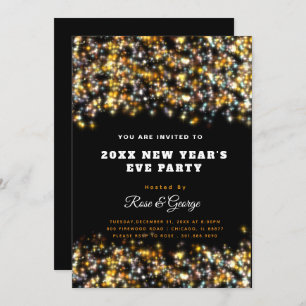 Sparkling New Year's Eve Party 2024 Gold Glitter Invitation
