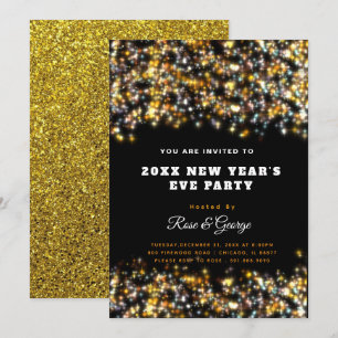 Sparkling New Year's Eve Party 20XX Gold Glitter Invitation