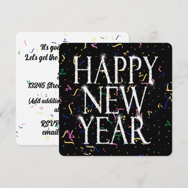Sparkling New Years Invitation (Front/Back)