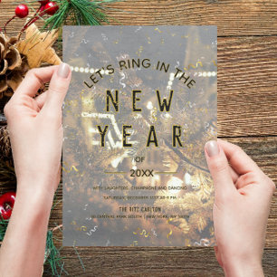 Sparkling Night Lights Christmas New Year Party Invitation