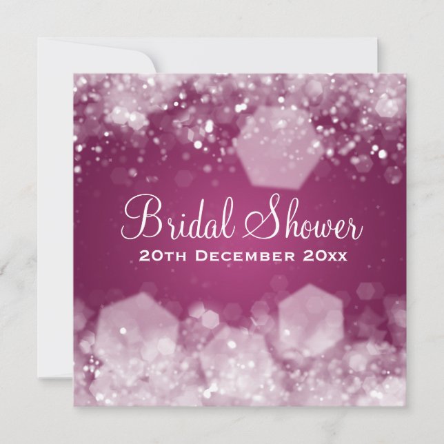 Sparkling Night Plum Elegant Bridal Shower Invitation (Front)
