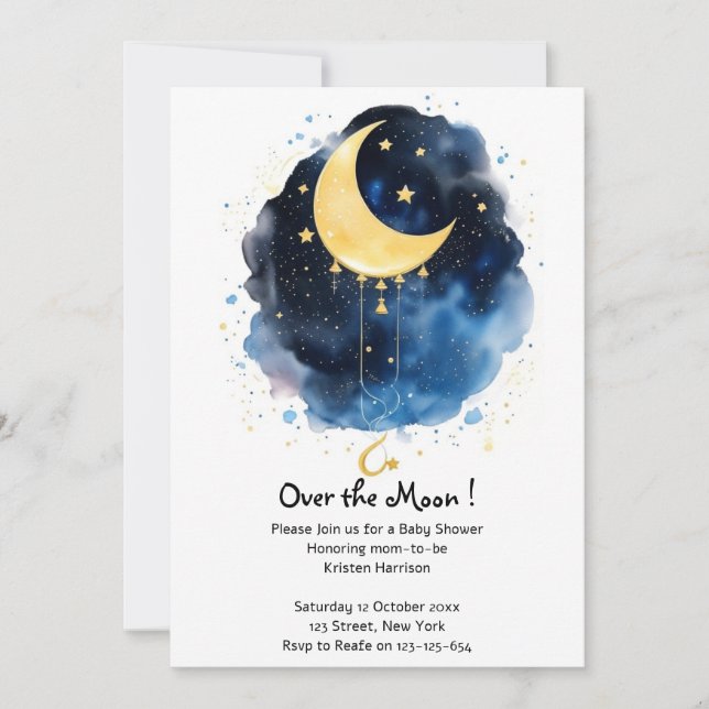 Sparkling Night Sky Baby Shower Invitation (Front)