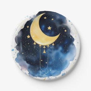 Sparkling Night Sky Baby Shower Paper Plate