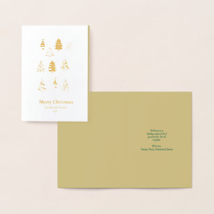 Sparkling Non Photo Elegant Golden Christmas Trees Foil Card
