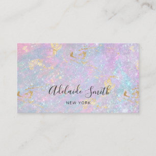 sparkling opal faux glitter foil business card