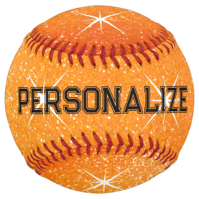 Sparkling orange glitter custom softball gift (Back)