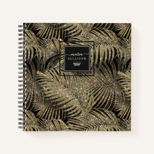 Sparkling Palm Leaves Pattern Gold ID831 Notebook