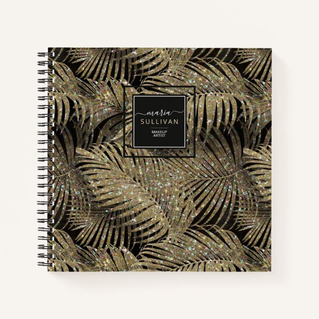 Sparkling Palm Leaves Pattern Gold ID831 Notebook (Front)