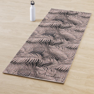 Sparkling Palm Leaves Pattern Gold ID831 Yoga Mat