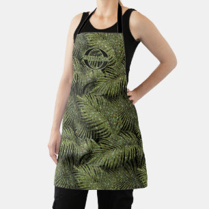Sparkling Palm Leaves Pattern Green ID831 Apron
