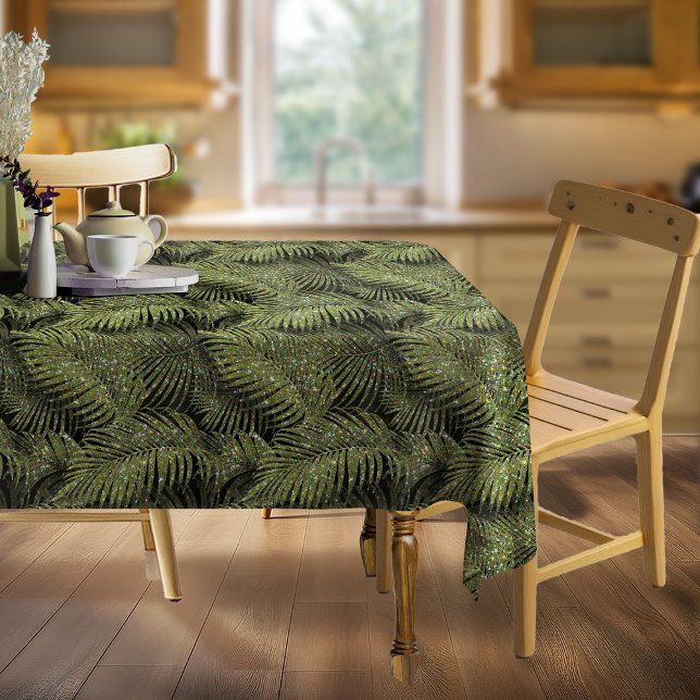 Sparkling Palm Leaves Pattern Green ID831 Tablecloth (Creator Uploaded)