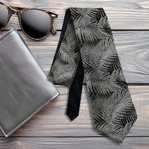 Sparkling Palm Leaves Pattern Silver ID831 Tie